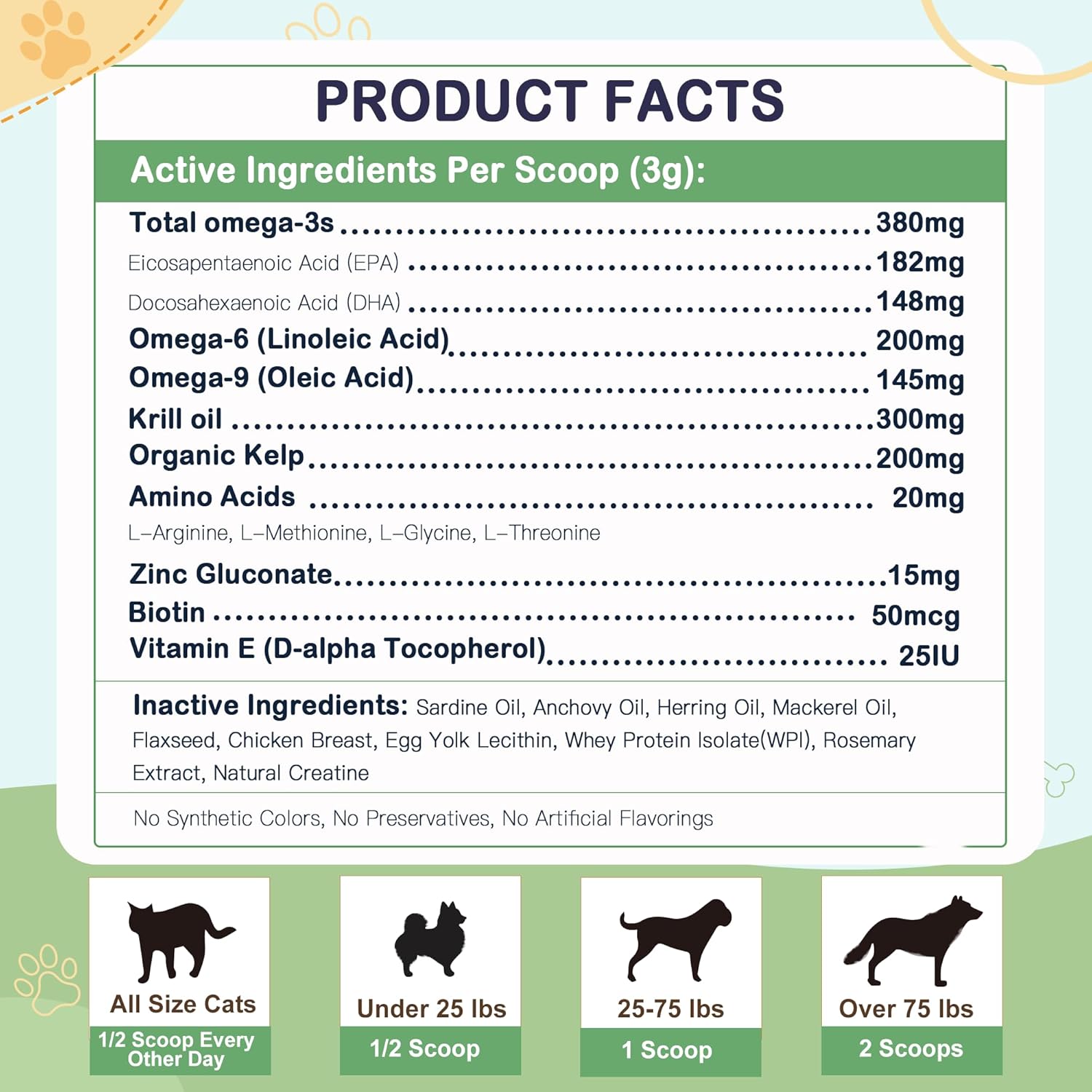 ZEBORA Omega 3 Fish Oil Powder for Dogs - Wild Caught EPA & DHA, Krill Oil, Kelp - Skin & Coat Supplement, Anti Itch, Joint Health, Allergy Relief