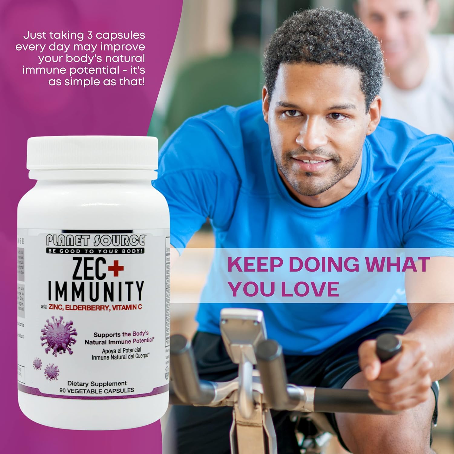 ZEC+ Immunity Elderberry Supplement with Zinc and Vitamin C - Natural Adult Vitamins for Healthy Living - 90 Veggie Capsules