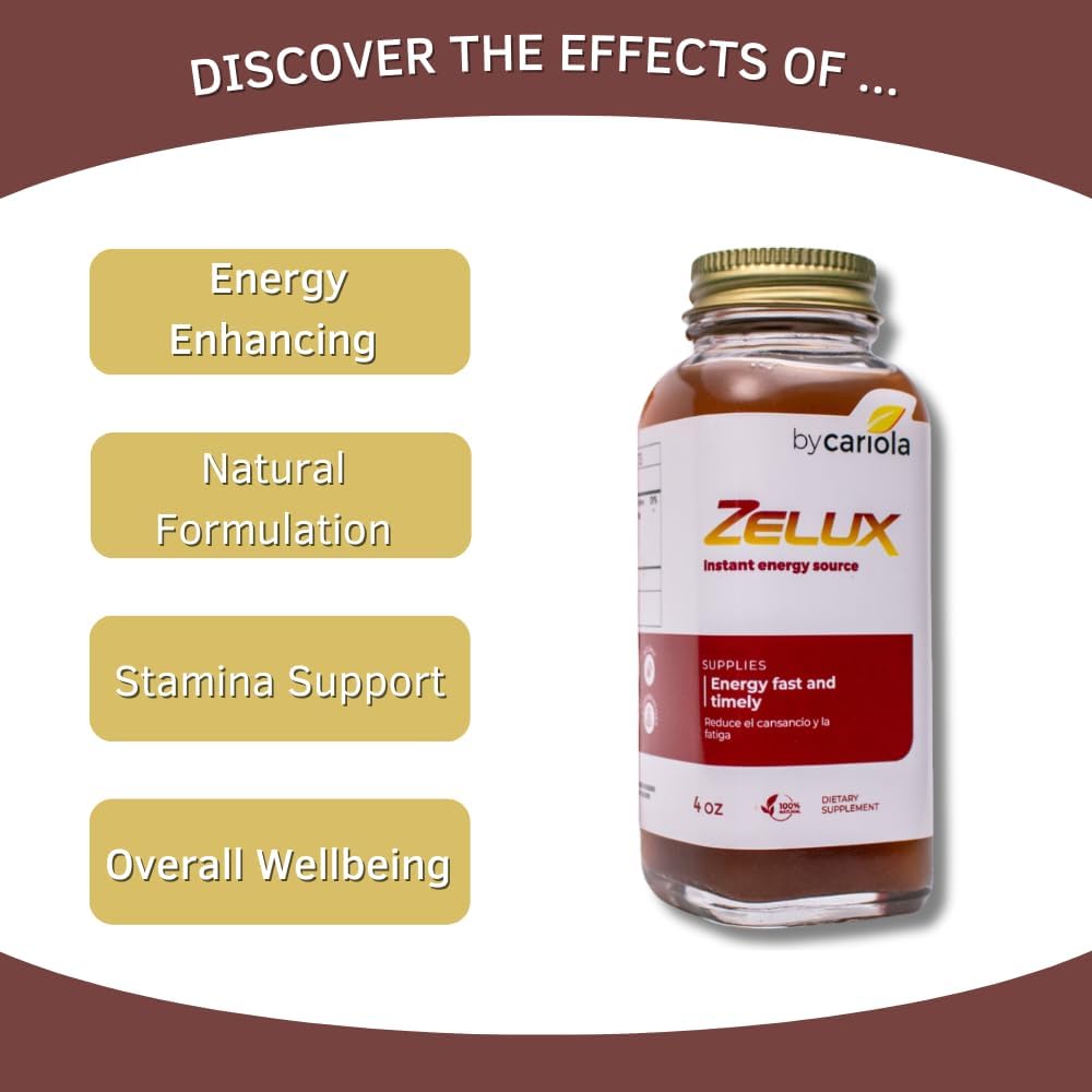 Zelux Supplement for Men - Natural Energy Booster with Damiana, Tribulus, Ginkgo, Maca - Enhance Stamina and Endurance - 4 oz Bottle