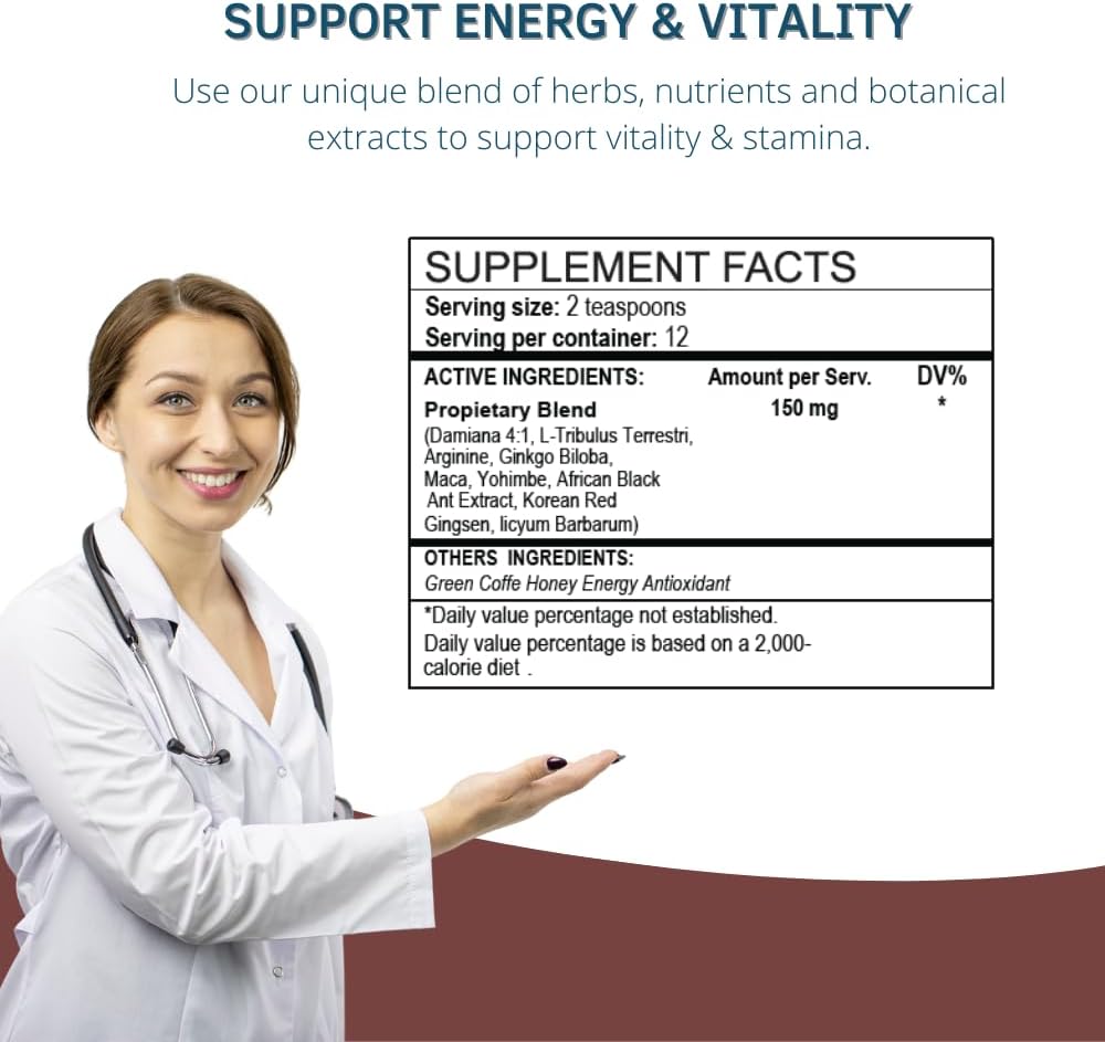 Zelux Supplement for Men - Natural Energy Booster with Damiana, Tribulus, Ginkgo, Maca - Enhance Stamina and Endurance - 4 oz Bottle