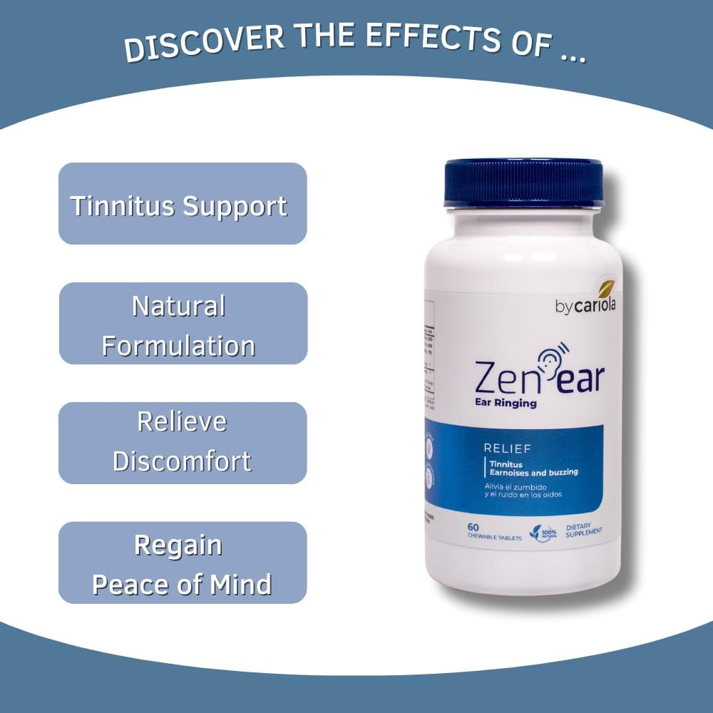 Zen Ear Tinnitus Relief Supplement with Vitamin C, Zinc, Magnesium Oxide, Bioflavonoids, and Herbal Blend for Ear Noise Sensitivity Support