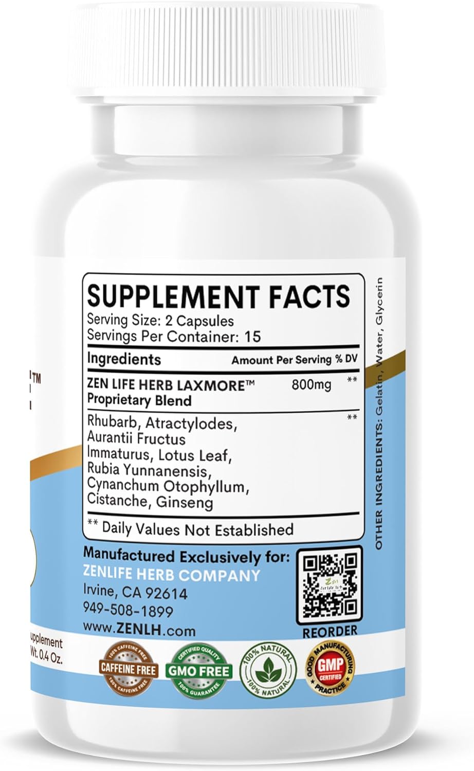 ZEN LIFE HERB LAXMORE: Natural Plant-Based Supplement for Max Strength Poop Increase (30 Capsules)