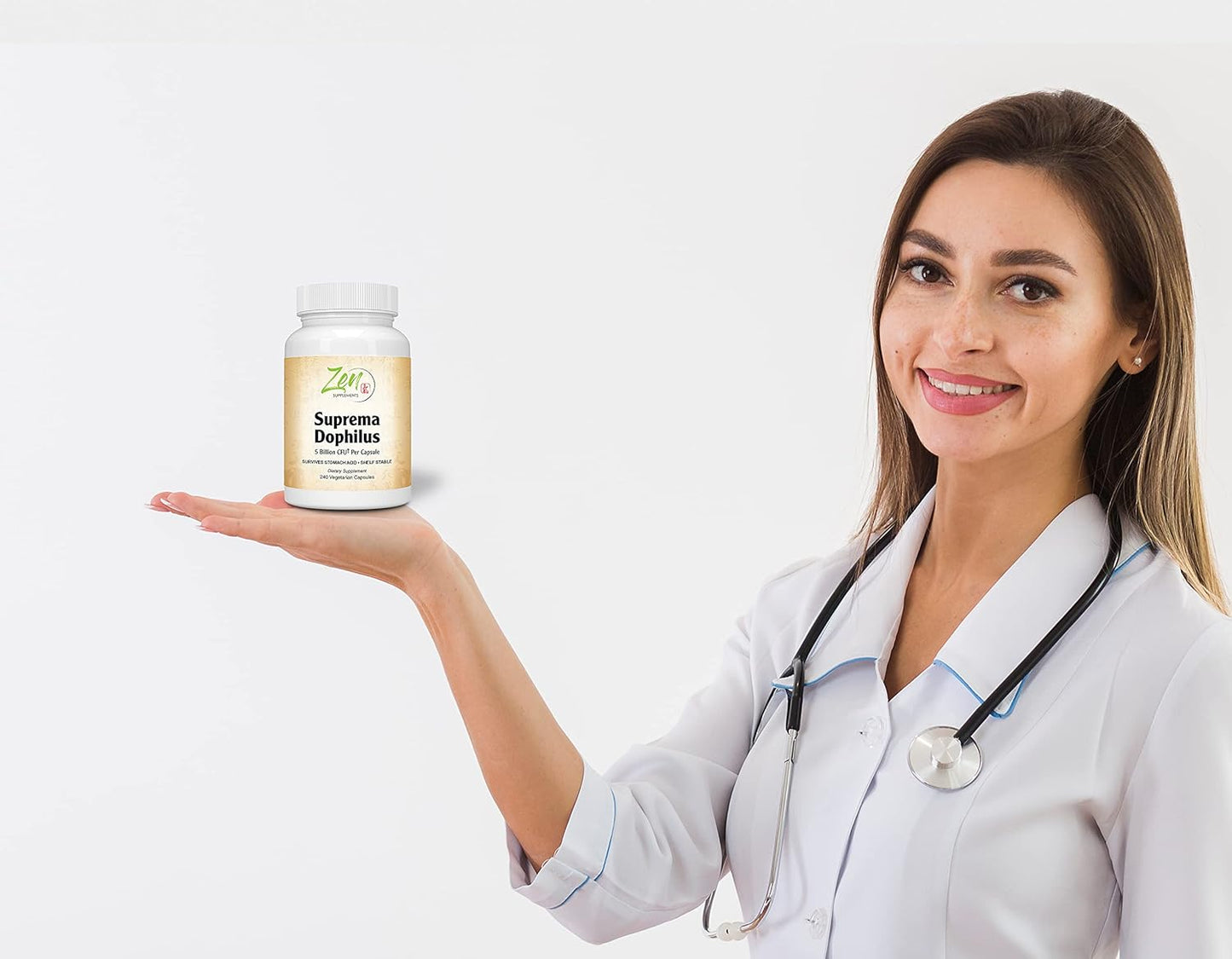 Zen Supplements Suprema-Dophilus Probiotic - 5 Billion CFU, 8 Strains, Shelf Stable & Acid Resistant, 240 Capsules - Supports GI & Immune Health