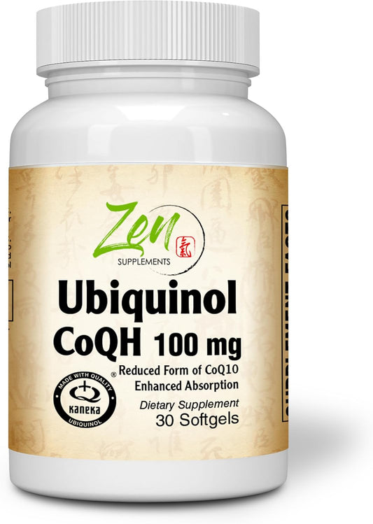 Zen Supplements Ubiquinol CoQ10 100mg Softgels - 30 Count