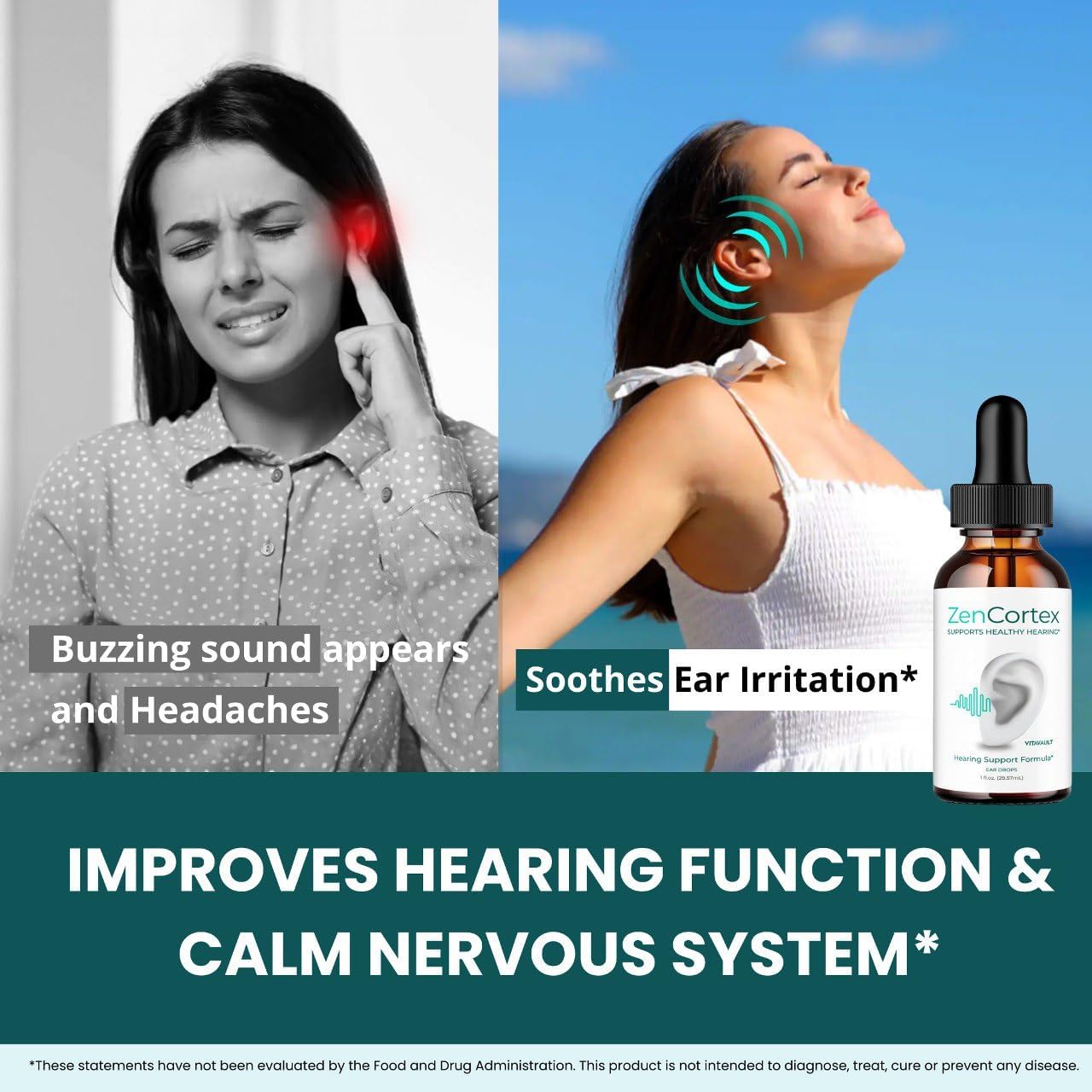 ZenCortex Tinnitus Relief Drops - Advanced Formula for Healthy Ear Support - Maximum Strength Supplement