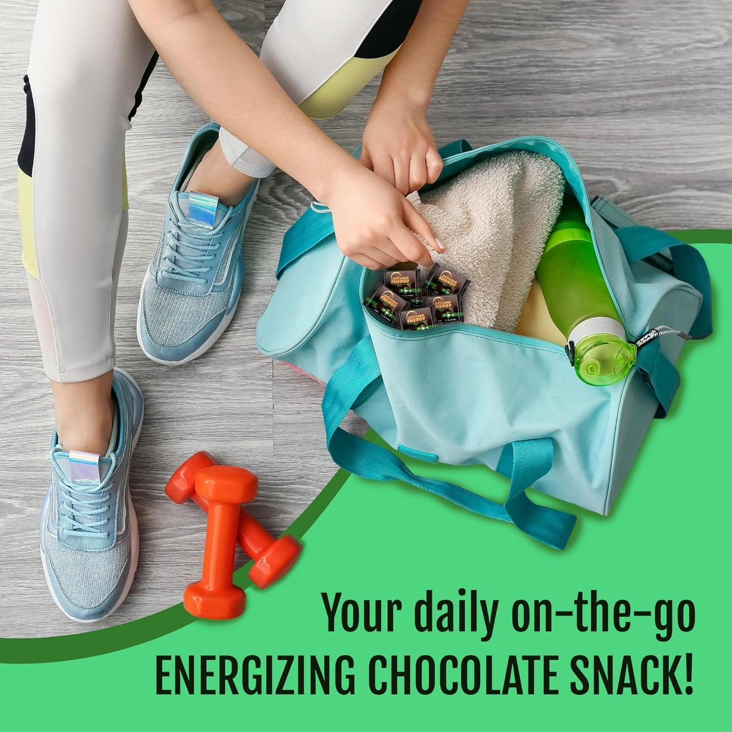 ZenEvo Driving Energy Dark Chocolate Mint Caffeinated Energy Bites - 150mg Caffeine for Long-Lasting Gym Energy - Low Carb Healthy Snack - 50 Count