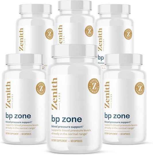 Zenith Labs BP Zone Herbal Extract Capsules - Natural Supplement to Lower Blood Pressure - Cardiovascular Support - 6 Pack