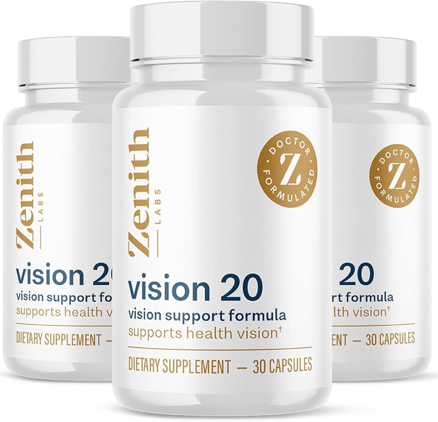 Zenith Labs Vision 20 Eye Vitamins - Carotenoid Blend with Lutein, Zeaxanthin, and Bilberry Extract - Promotes Eye Health and Reduces Eye Strain - Pack of 3
