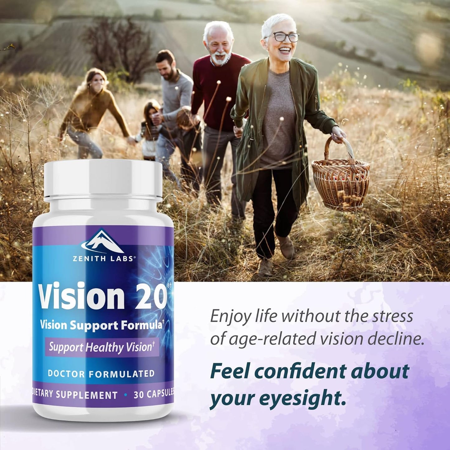 Zenith Labs Vision 20 Eye Vitamins - Carotenoid Blend with Lutein, Zeaxanthin, and Bilberry Extract - Promotes Eye Health and Reduces Eye Strain - Pack of 3