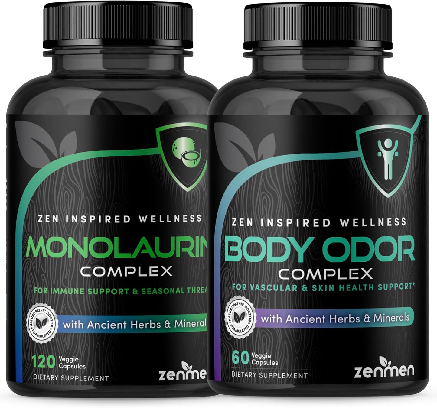 Zenmen Complete Wellness Bundle: Body Odor Supplement & Monolaurin Capsules for Overall Health