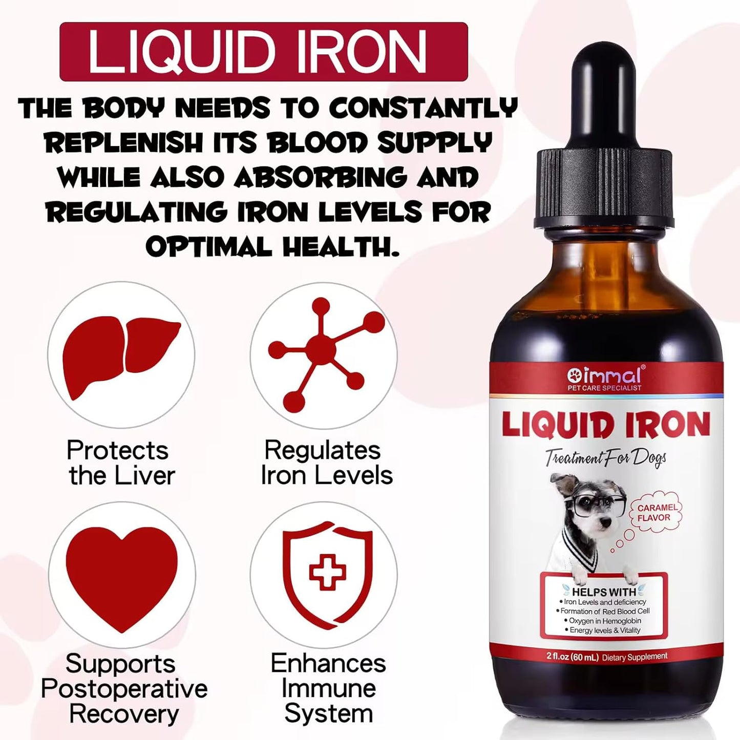 Zenpaws Liquid Iron Supplement for Dogs with Folate and B12 - Supports Anemia Treatment, Boosts Blood Health and Energy Levels - 2 oz