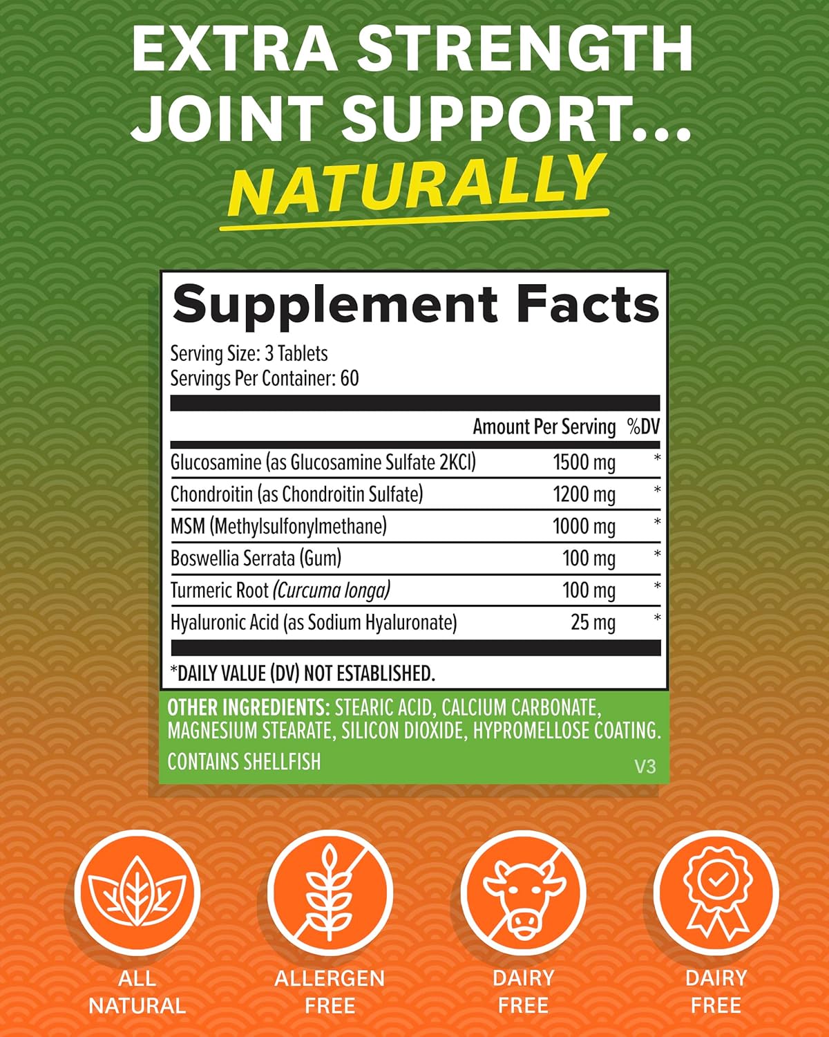 Zenwise Glucosamine Chondroitin MSM Curcumin with Hyaluronic Acid - Joint Support Supplement for Pain Relief - Natural Health & Mobility (180 Count)