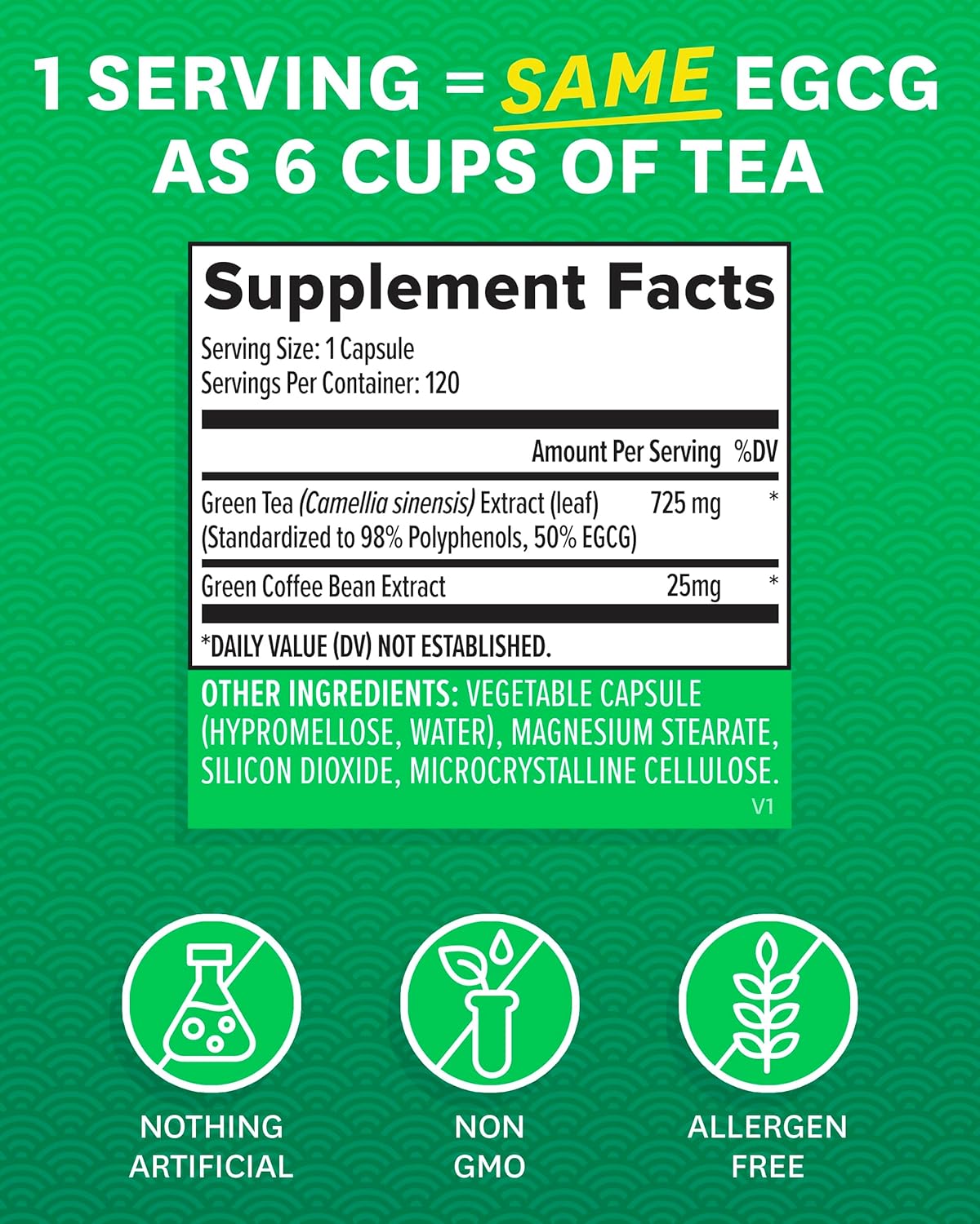 Zenwise Health EGCG Green Tea Extract Capsules - Supports Mental Focus, Immune Health, Antioxidants, Heart, Energy, and Metabolism - 120 Count