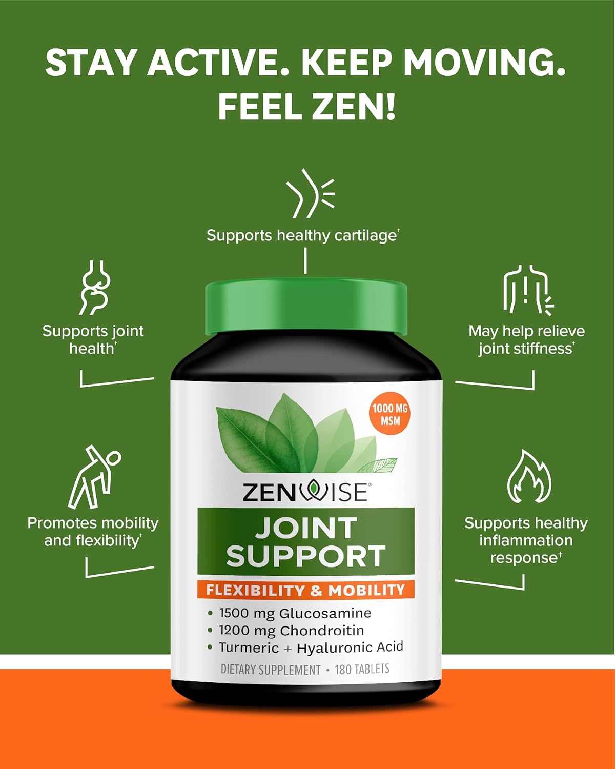 Zenwise Health Energy and Mobility Boost Bundle with Joint Support and Green Tea Extract - Includes MSM, Glucosamine, and Chondroitin for Extra Strength Relief - Enhanced with Vitamin C for Immune and Metabolism Support