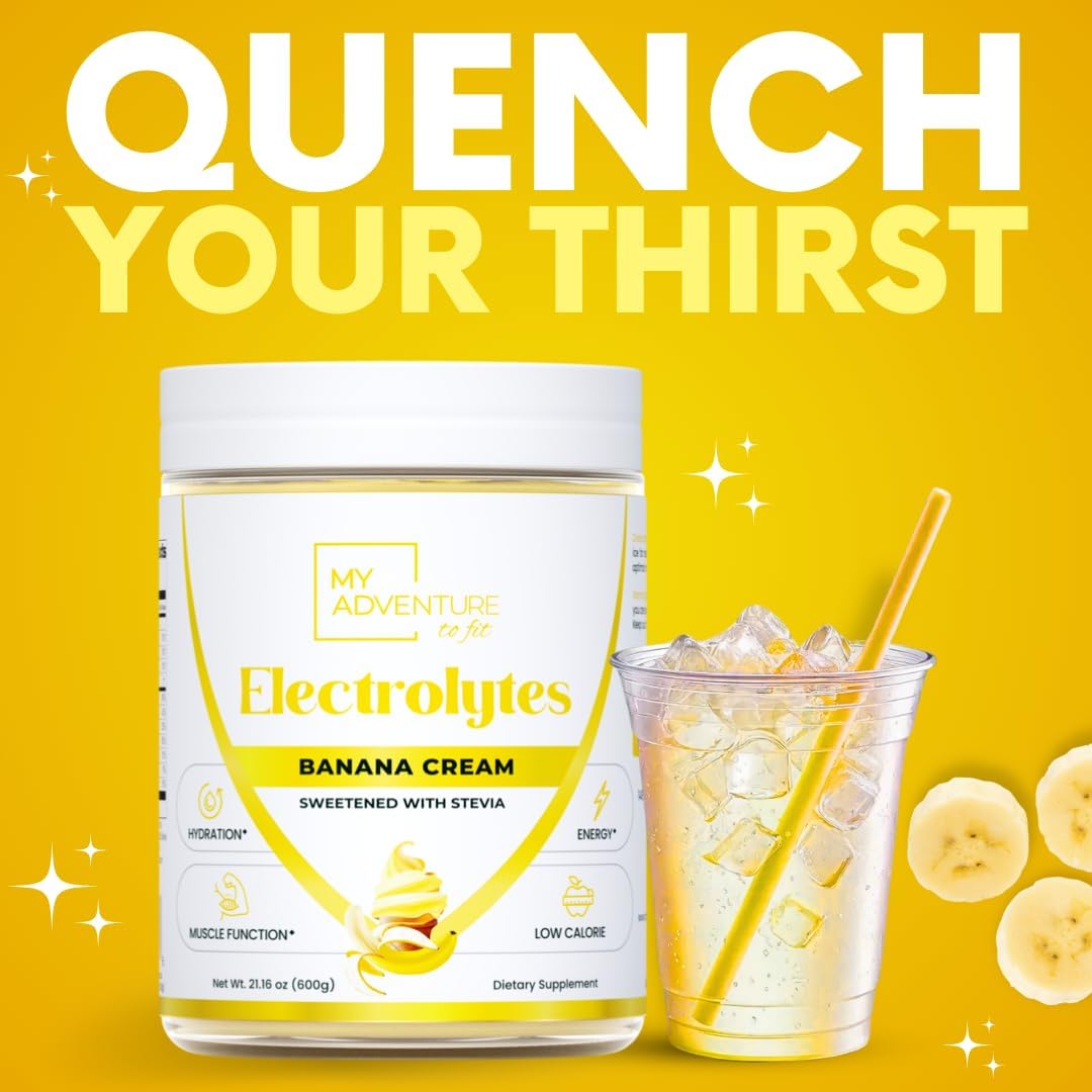 Zero Sugar Banana Cream Electrolyte Powder - Natural Caffeine-Free Energy Drink Mix for Hydration - Vegan Keto & Paleo-Friendly - 150 Servings