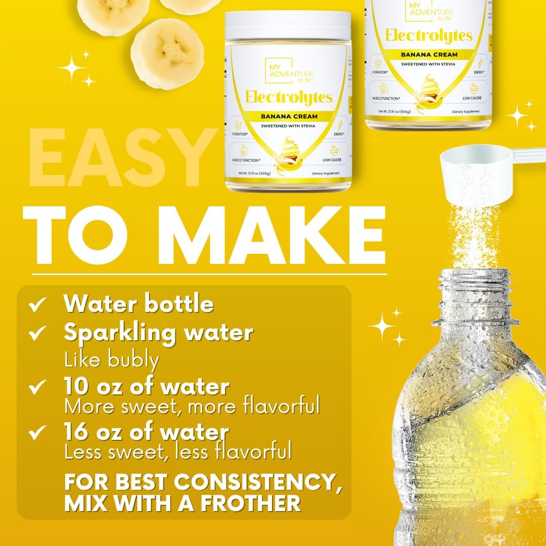 Zero Sugar Banana Cream Electrolyte Powder - Natural Caffeine-Free Energy Drink Mix for Hydration - Vegan Keto & Paleo-Friendly - 150 Servings
