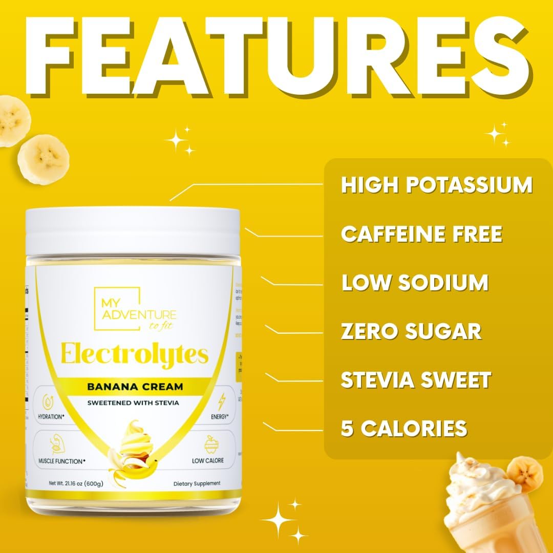 Zero Sugar Banana Cream Electrolyte Powder - Natural Caffeine-Free Energy Drink Mix for Hydration - Vegan Keto & Paleo-Friendly - 150 Servings