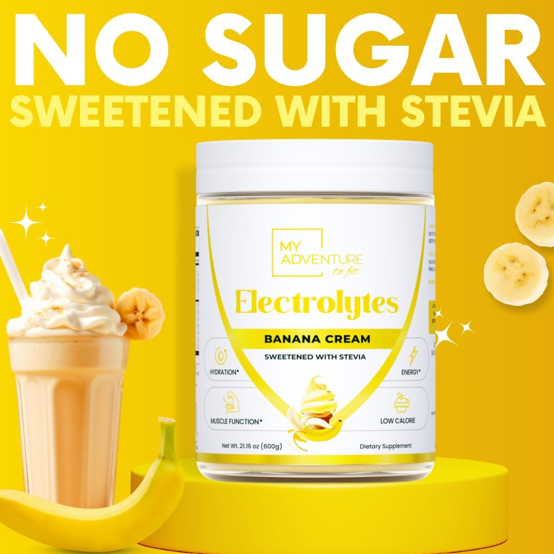 Zero Sugar Banana Cream Electrolyte Powder - Natural Caffeine-Free Energy Drink Mix for Hydration - Vegan Keto & Paleo-Friendly - 150 Servings