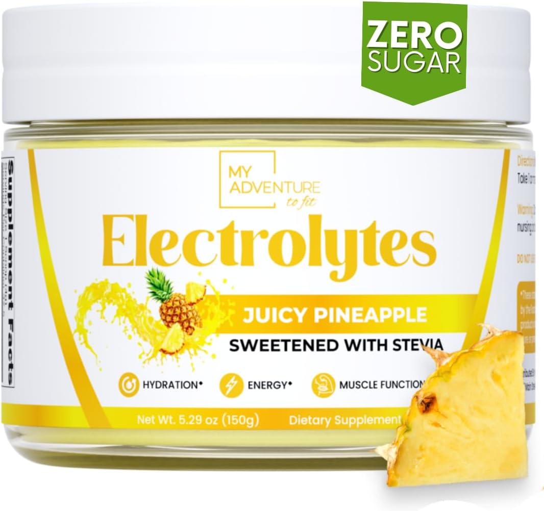 Zero Sugar Pineapple Electrolyte Powder - Natural Caffeine-Free Energy Drink Mix - Vegan, Keto, Paleo - Hydration Drink with All-Natural Ingredients - 37 Servings