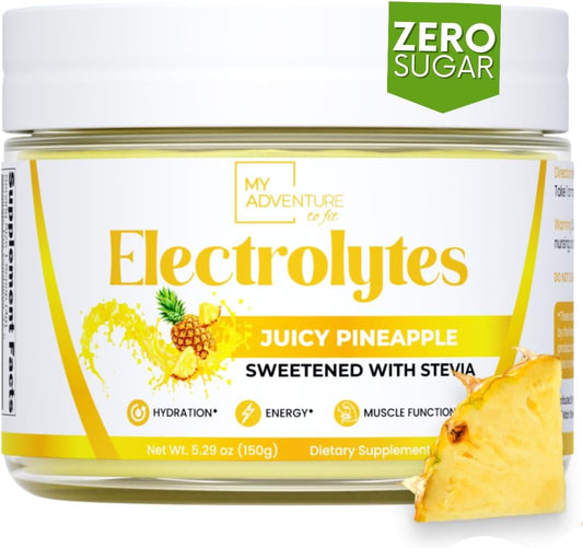 Zero Sugar Pineapple Electrolyte Powder - Natural Caffeine-Free Energy Drink Mix - Vegan, Keto, Paleo - Hydration Drink with All-Natural Ingredients - 37 Servings