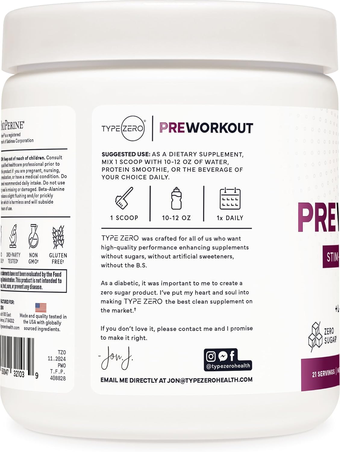 Zero Ultra Clean Blackberry Lemonade Pump Pre Workout - Beetroot, Arginine, Citrulline Malate, Betaine, Beta A, ACV - Non Stim for Men & Women