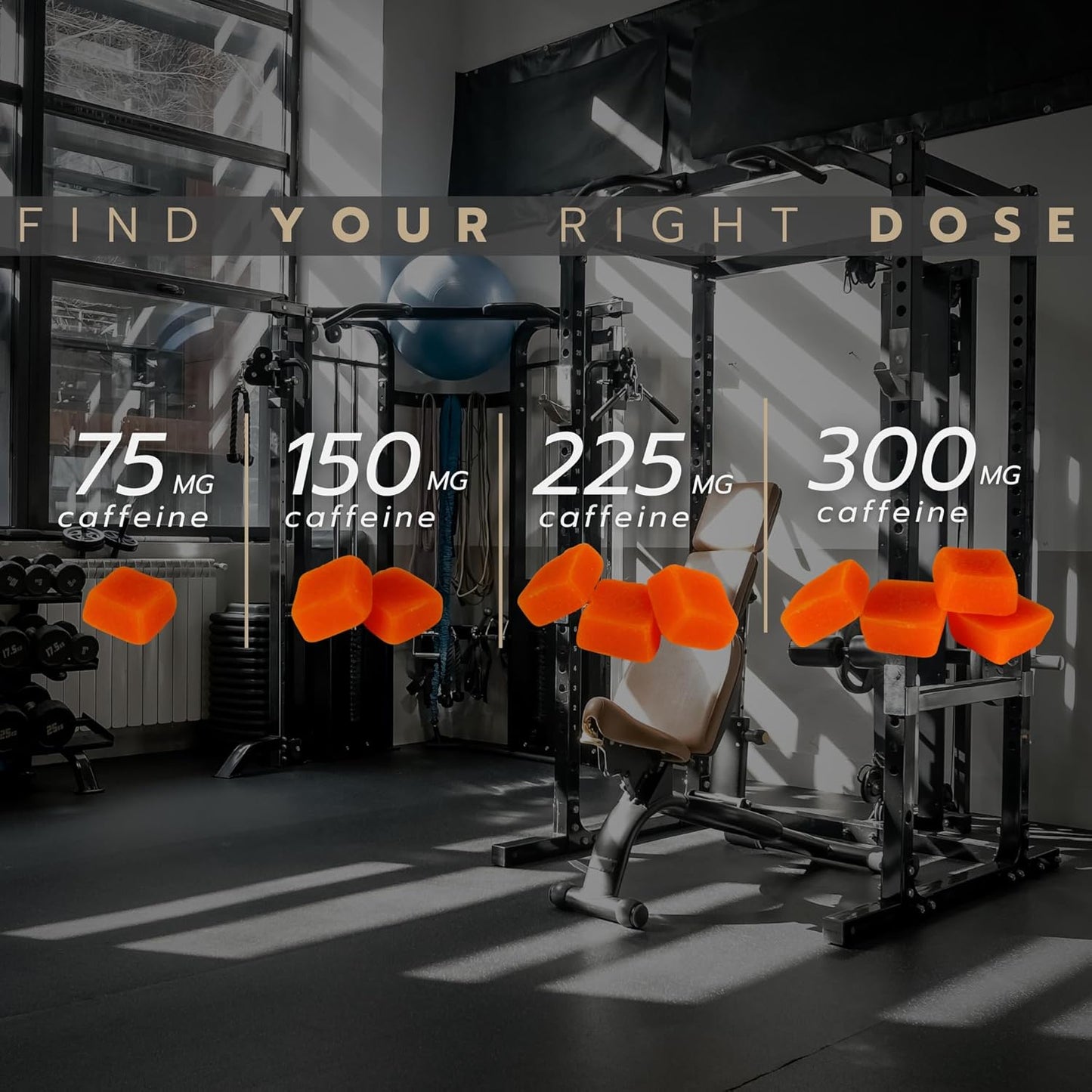 Zesty Orange Pre-Workout Gummies for Men and Women - 120 Gummies, 75-300mg Caffeine, Low Sugar, Vegan Energy Boost