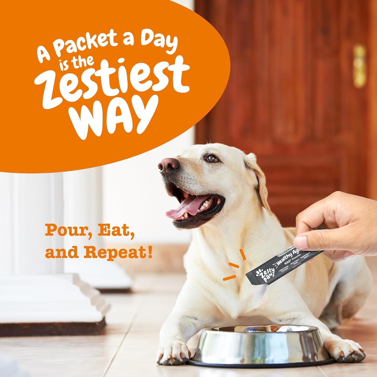 Zesty Paws Niagen Supplement for Dogs - NAD+ Precursor for Healthy Aging & Muscle Recovery - Supports Brain, Heart, & Energy - 30 Sachets