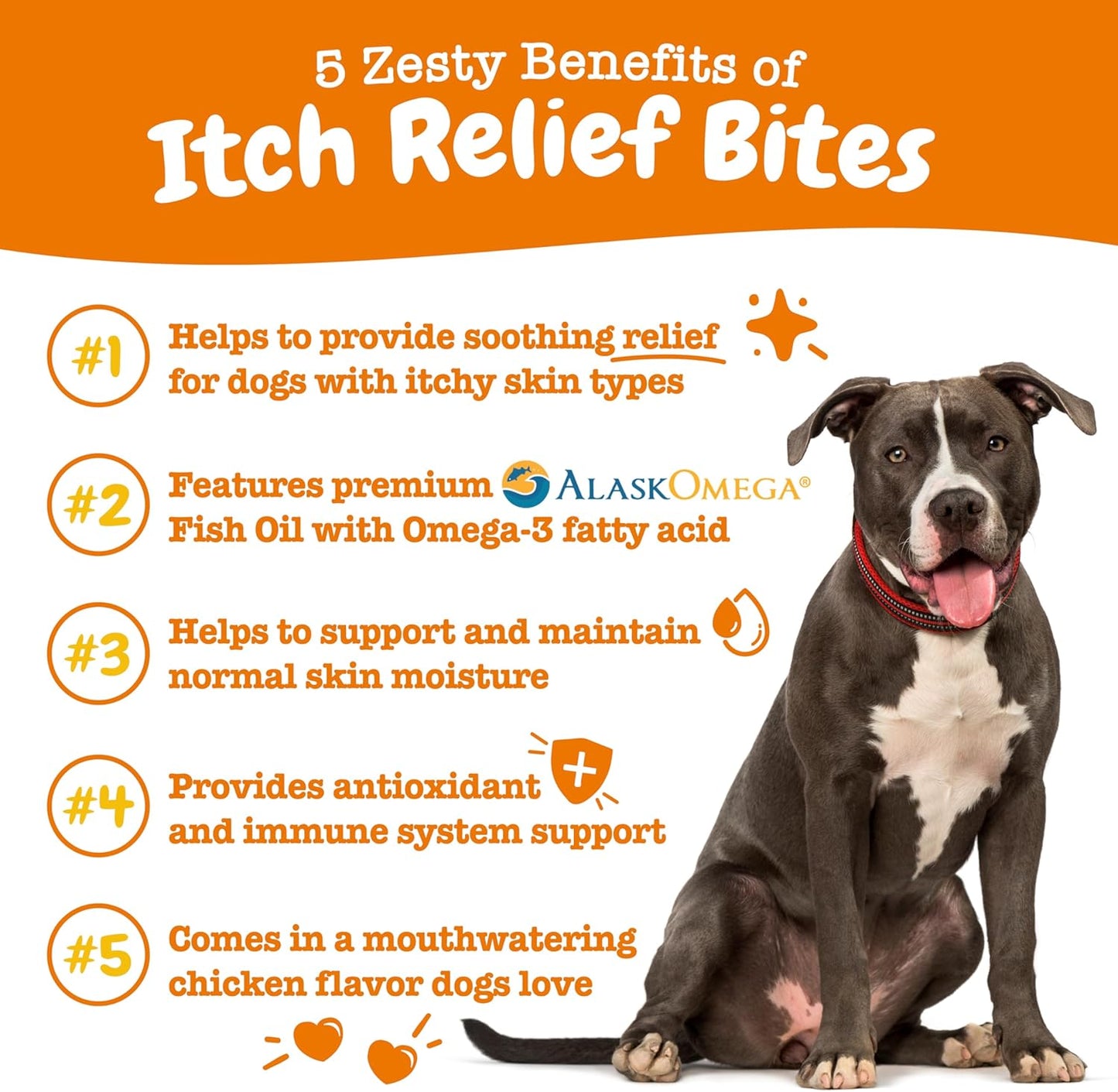 Zesty Paws Omega-3 Fish Oil Dog Bites for Itch Relief & Coat Health - 90 Count Chicken Flavor Supplement with Vitamin C & E