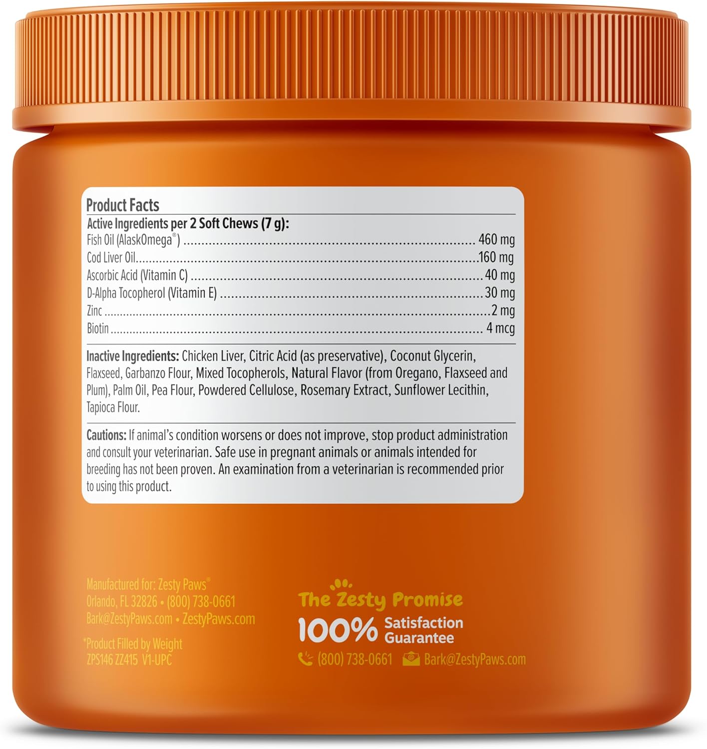 Zesty Paws Omega-3 Fish Oil Dog Bites for Itch Relief & Coat Health - 90 Count Chicken Flavor Supplement with Vitamin C & E