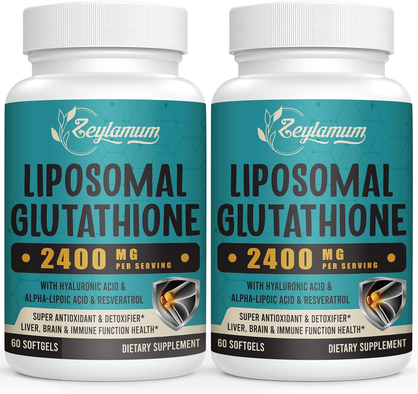 Zeylamum Liposomal Glutathione Bundle - 2400 MG Capsules & 2000 MG Liquid - Antioxidant, Energy Boost, Immune Support, Anti-Aging Formula