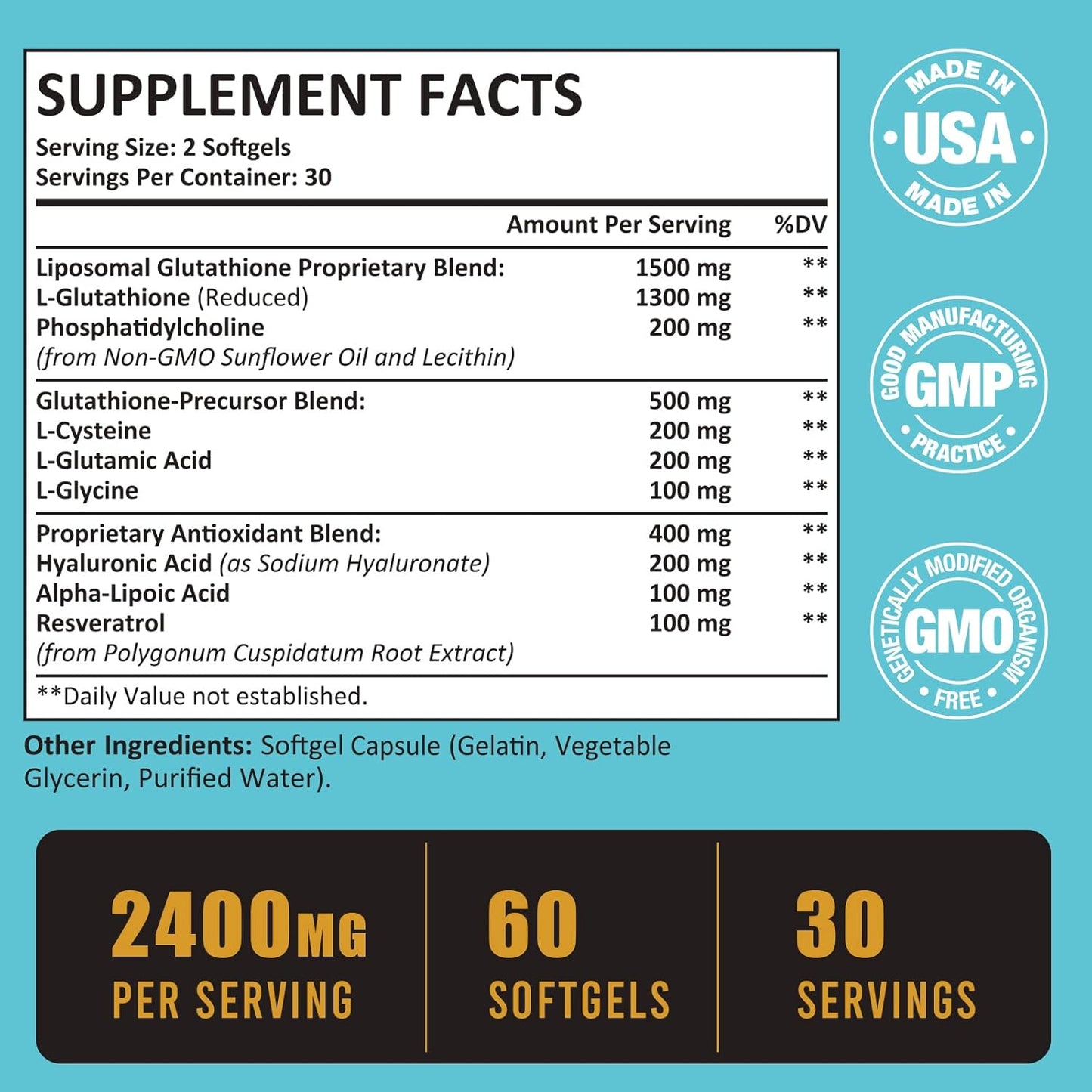 Zeylamum Liposomal Glutathione Bundle - 2400 MG Capsules & 2000 MG Liquid - Antioxidant, Energy Boost, Immune Support, Anti-Aging Formula