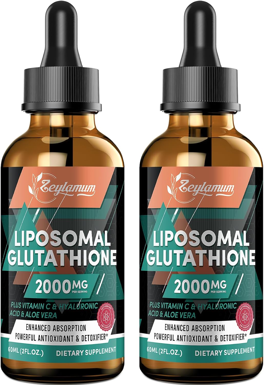 Zeylamum Liposomal Glutathione Bundle - 2400 MG Capsules & 2000 MG Liquid - Antioxidant, Energy Boost, Immune Support, Anti-Aging Formula