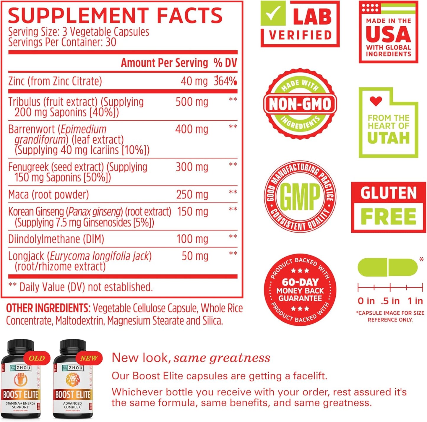 Zhou Boost Elite: Stamina & Energy Support Formula, 30 Servings, 90 Veggie Capsules