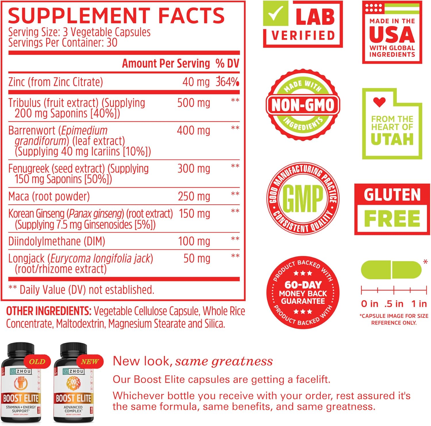 Zhou Boost Elite: Stamina & Energy Support Formula, 30 Servings, 90 Veggie Capsules