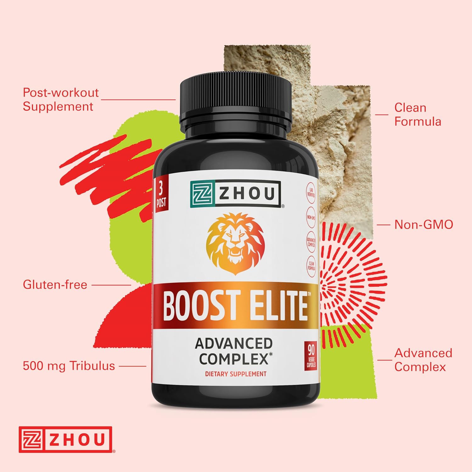 Zhou Boost Elite: Stamina & Energy Support Formula, 30 Servings, 90 Veggie Capsules