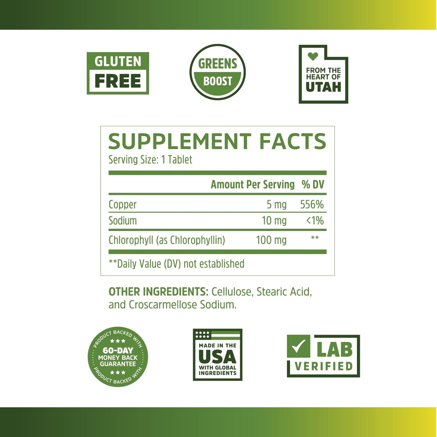 Zhou Nutrition Chlorophyll Tablets - Superfood Herbal Supplement, Gluten-Free, 90 Tablets