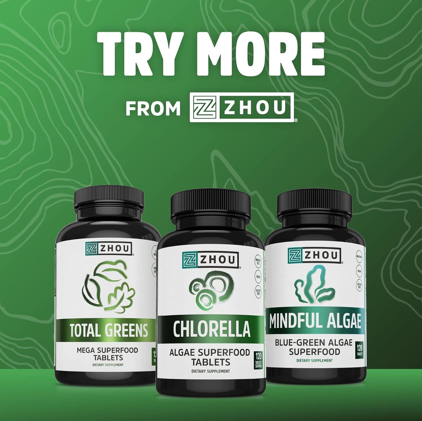 Zhou Nutrition Chlorophyll Tablets - Superfood Herbal Supplement, Gluten-Free, 90 Tablets