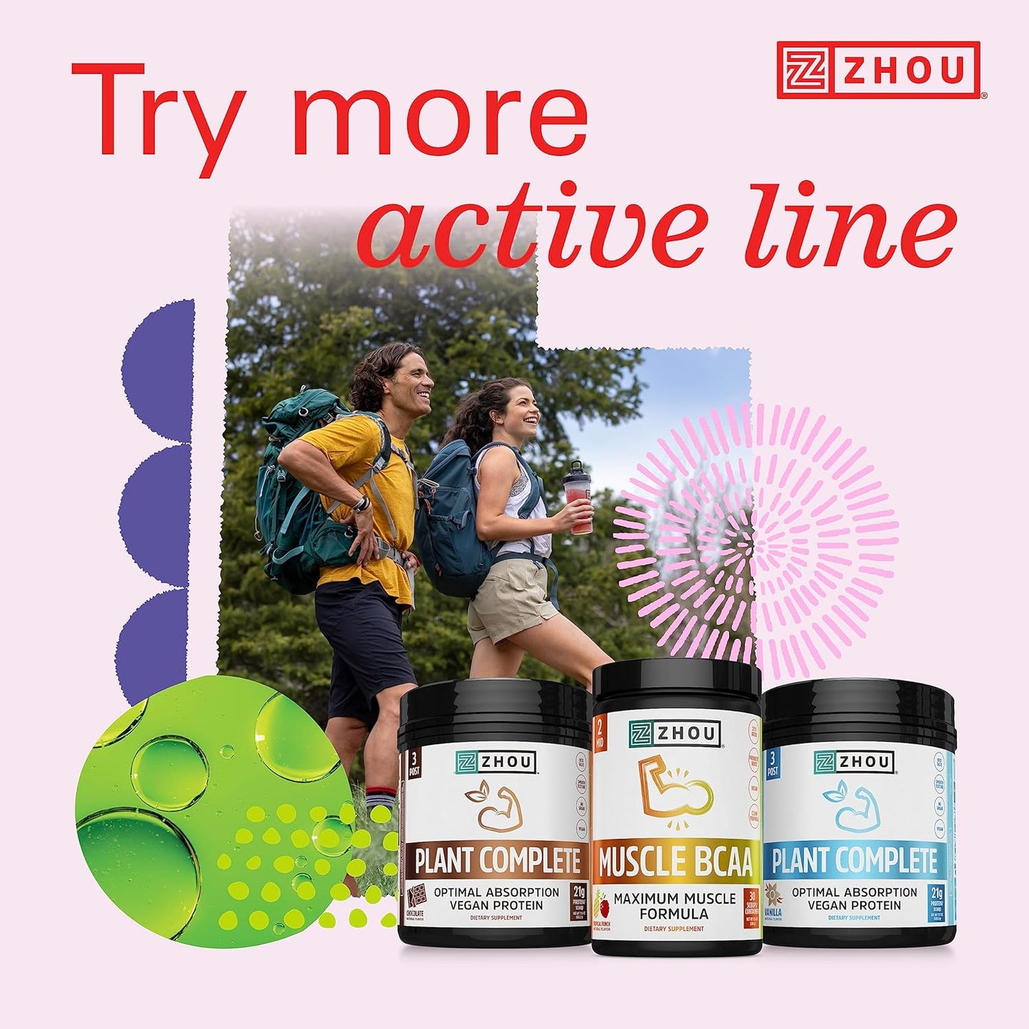 Zhou Nutrition Lite Up Non-Stimulant Pre Workout Powder - Caffeine Free Nitric Oxide Booster - Vegan Gluten Free Berry Lemonade - 7.5 Oz