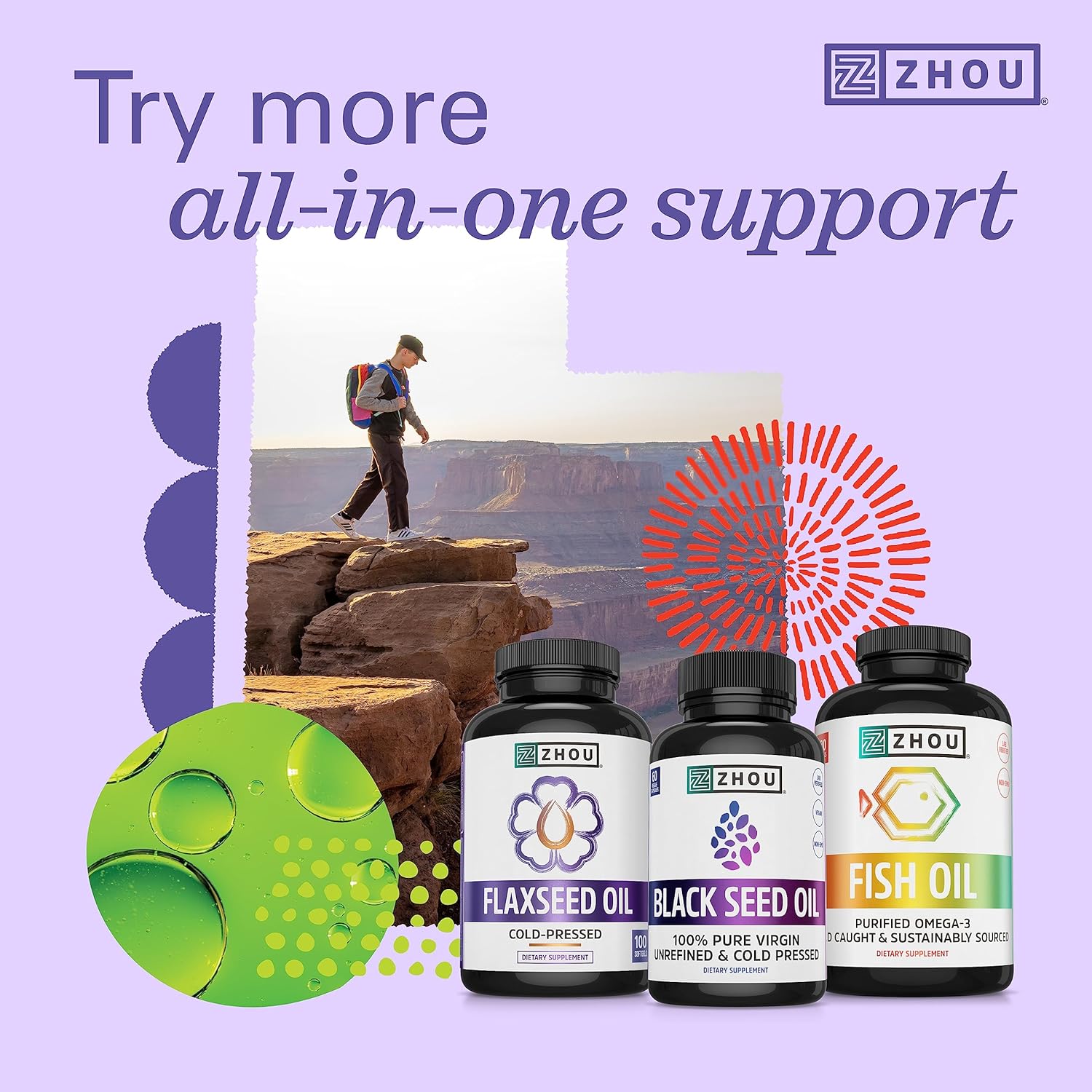 Zhou Organic Black Seed Oil 8oz - Cold Pressed Omega 3 6 9 Super Antioxidant for Immune Support, Joints, Digestion, Hair & Skin - Vegan, Gluten-Free, Non-GMO