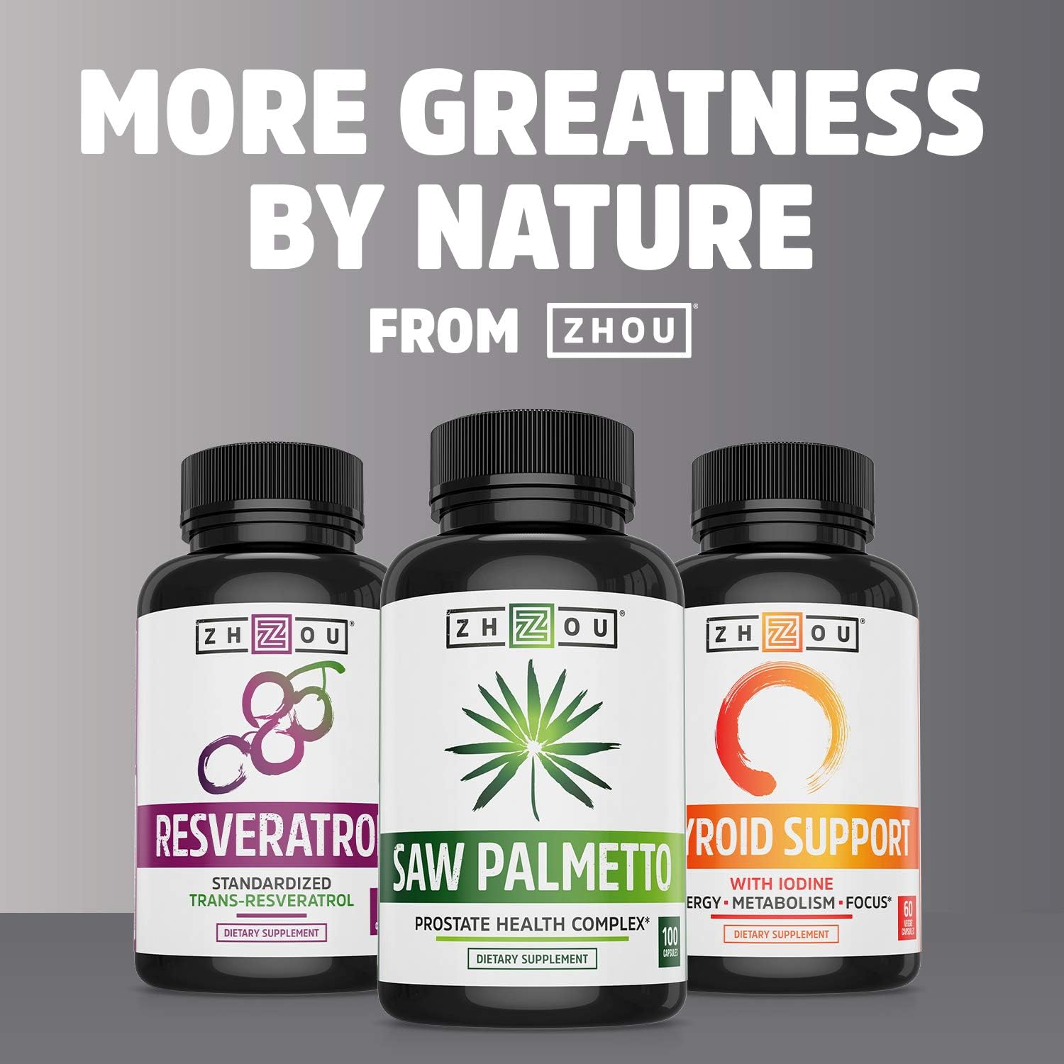 Zhou Thyroid Support Complex: Boost Energy, Combat Brain Fog with B12, Iodine, Magnesium, Zinc, Selenium - 60 Capsules