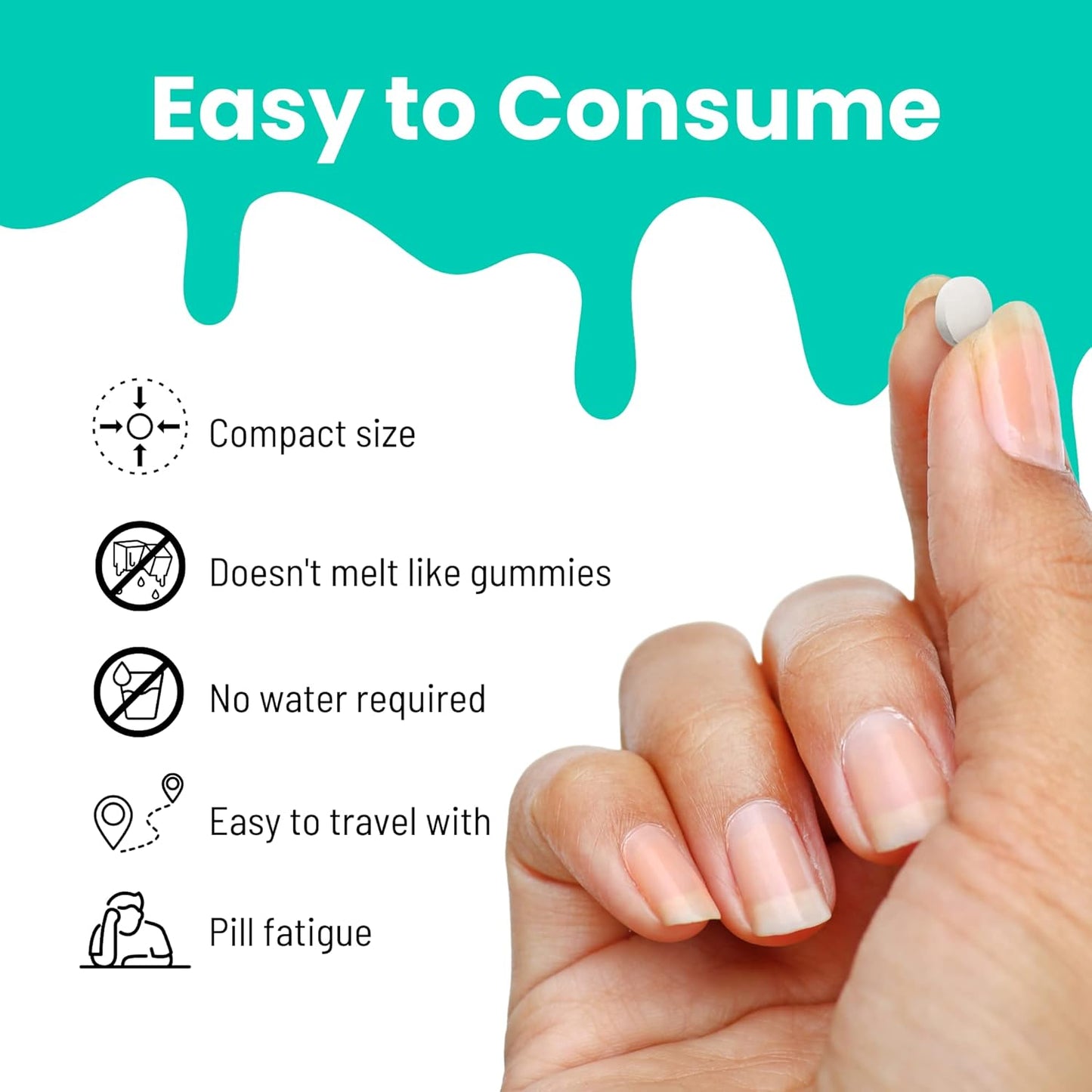 Zinc 25mg Dietary Supplement for Immune Support, Hair, Nails, Metabolism - Lemon Flavor, 60 Quick Dissolving Tablets