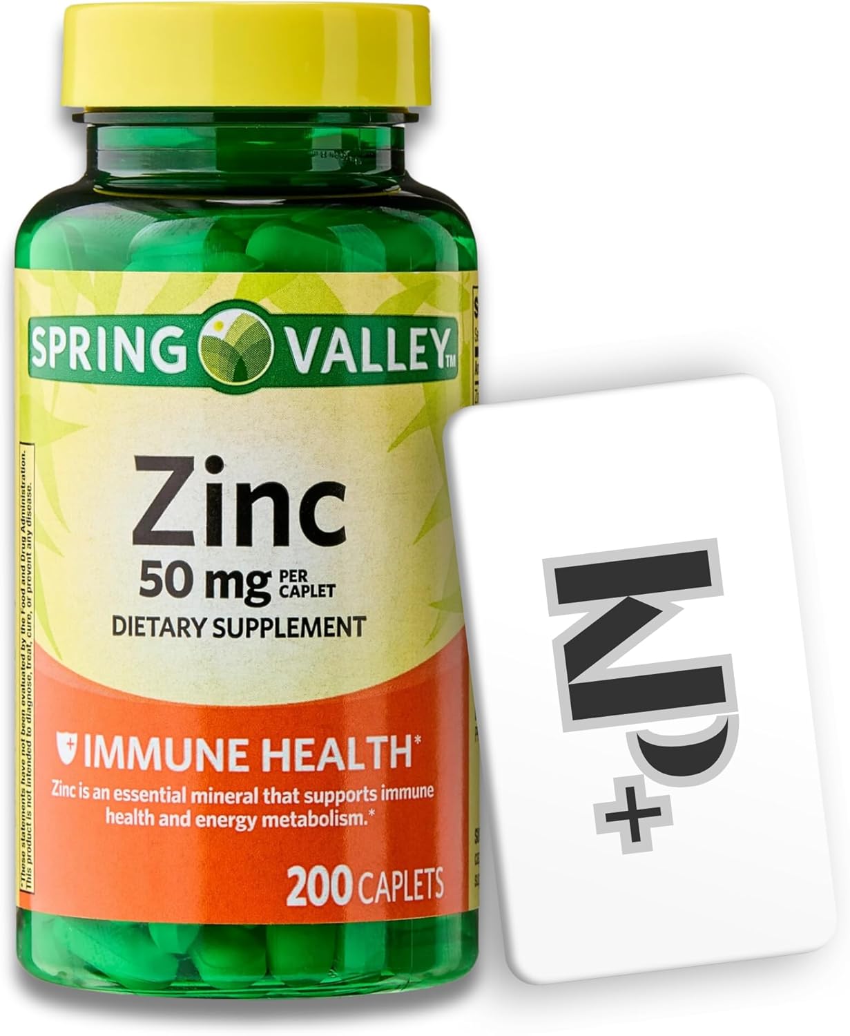 Zinc 50mg Dietary Supplement for Immune Health, 200 Caplets + KP+ Sticker