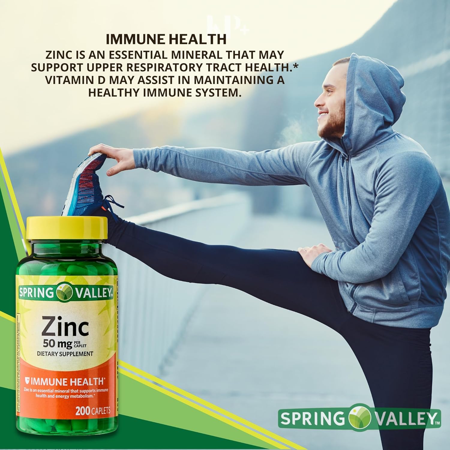 Zinc 50mg Dietary Supplement for Immune Health, 200 Caplets + KP+ Sticker
