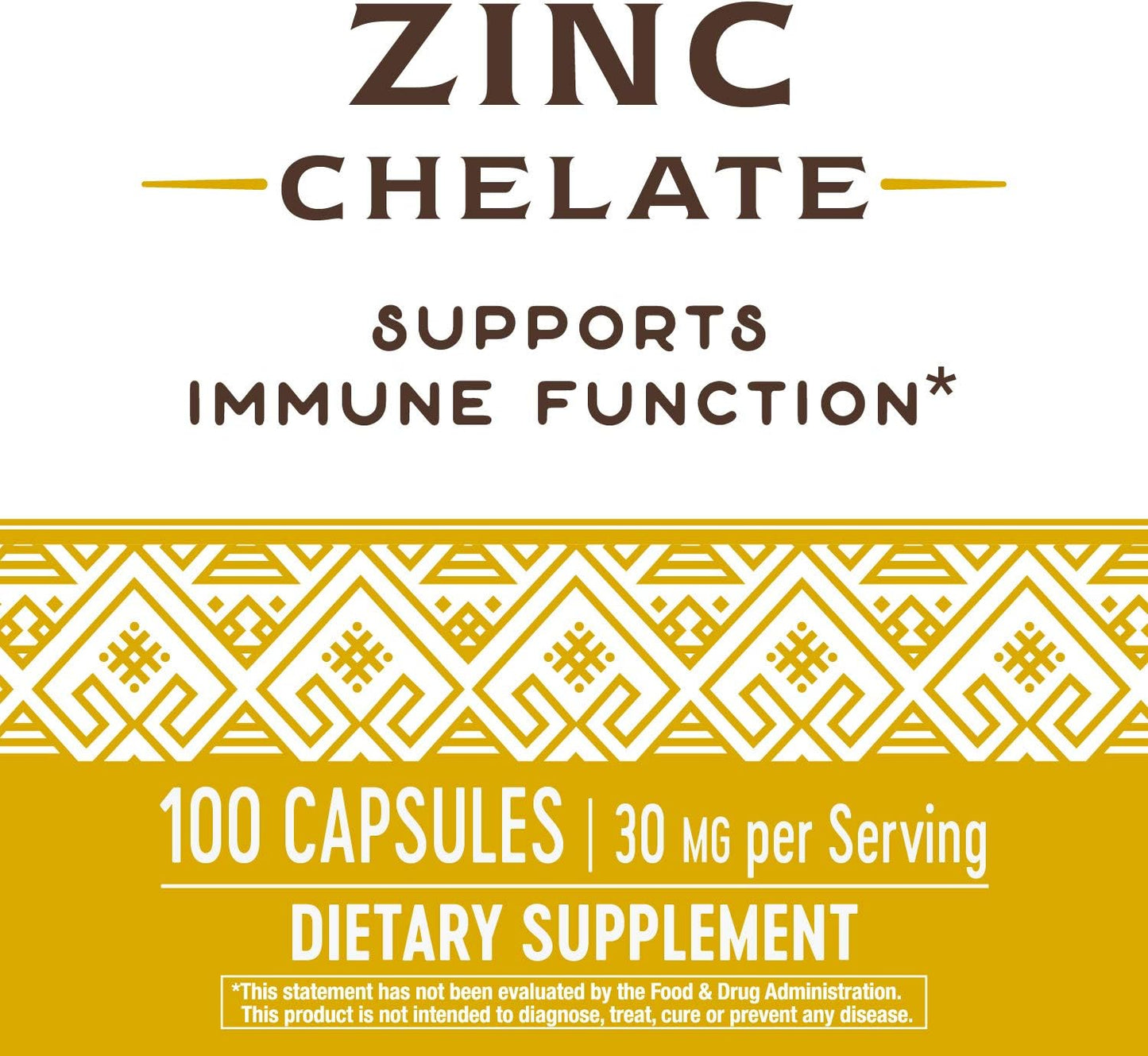 Zinc Chelate by Nature's Way - 30mg Immune Support Capsules, 100 Count