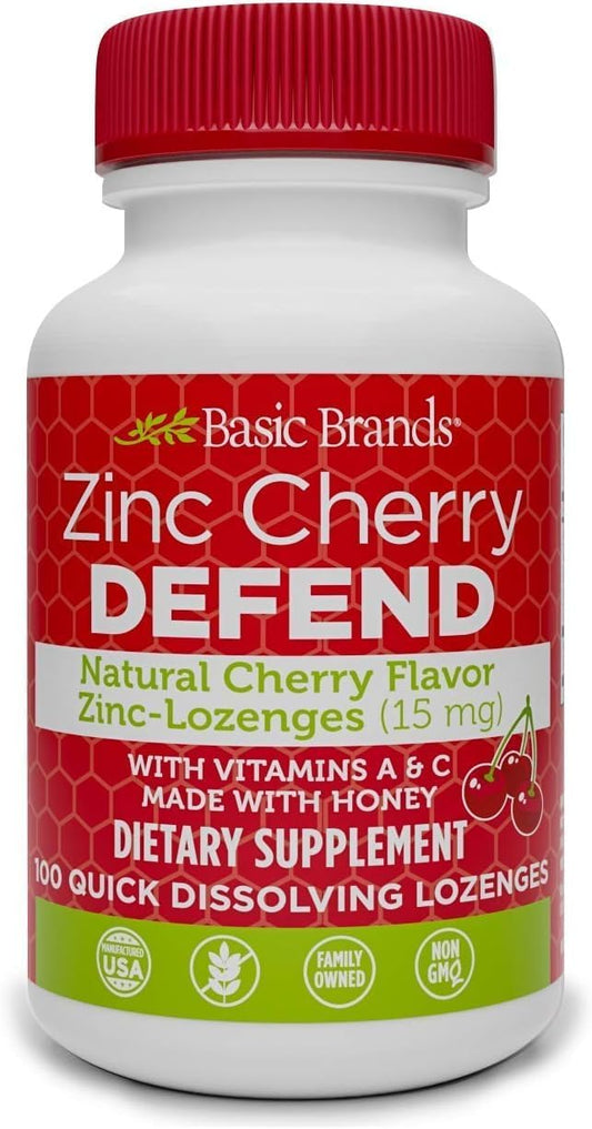 Zinc Cherry Defend Lozenges - 200 Count - Natural Cherry Flavor - Immune Support, Cold Relief - Non-GMO Zinc Acetate & Vitamin C - 2-Pack