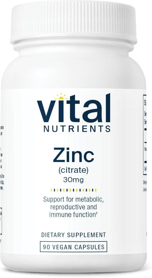 Zinc Citrate 30mg Immune Support Supplement | Vegan & Non-GMO | Easily Absorbed | 90 Capsules