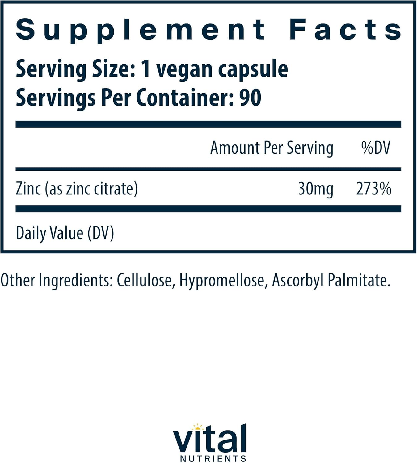 Zinc Citrate 30mg Immune Support Supplement | Vegan & Non-GMO | Easily Absorbed | 90 Capsules