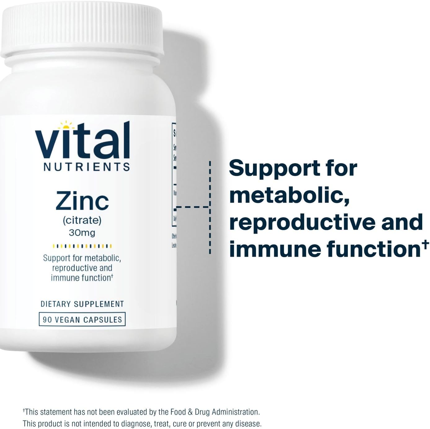 Zinc Citrate 30mg Immune Support Supplement | Vegan & Non-GMO | Easily Absorbed | 90 Capsules