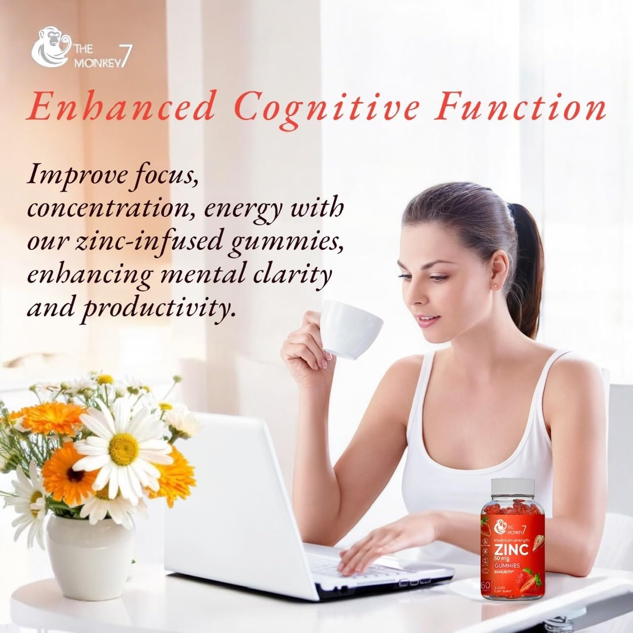 Zinc Citrate Gummies 50mg - Maximum Strength Immune Support for Women - Gluten Free Vegan Zinc Gummy Bears - 2 Pack