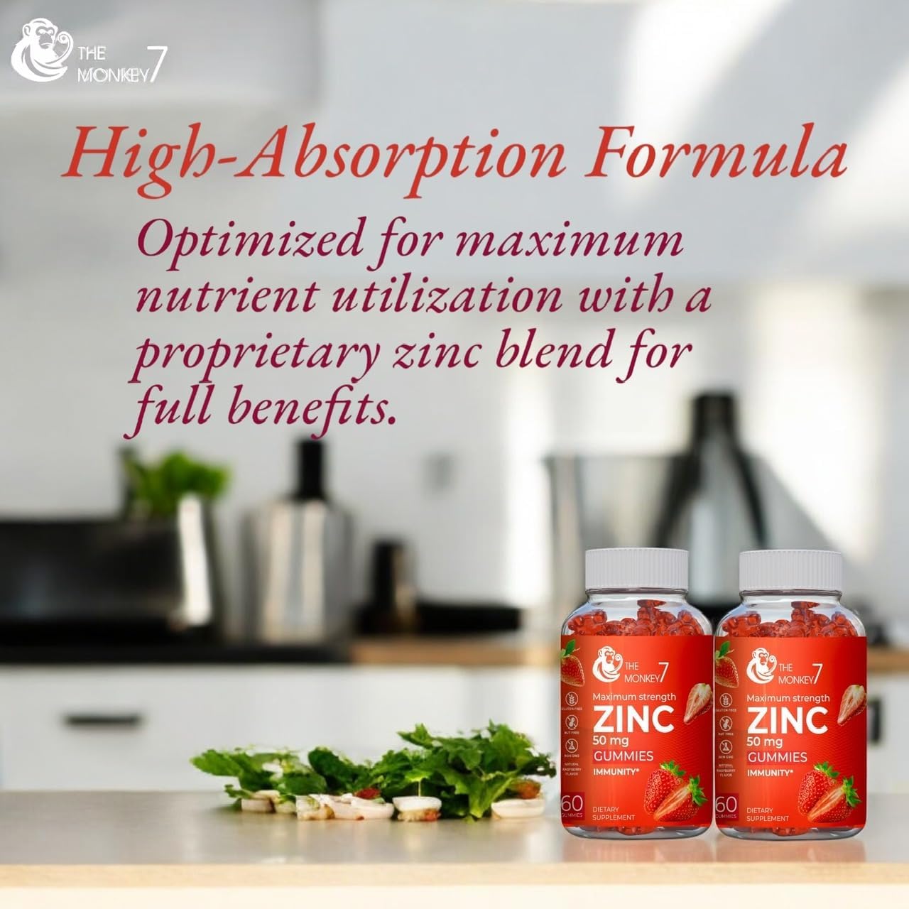 Zinc Citrate Gummies 50mg - Maximum Strength Immune Support for Women - Gluten Free Vegan Zinc Gummy Bears - 2 Pack